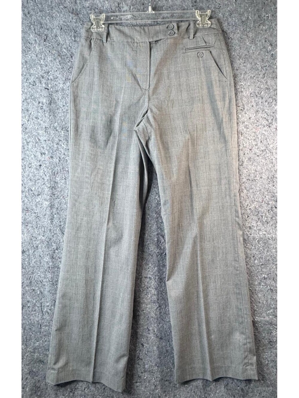 Larry Levine Stretch 8 Gray Glen Plaid Dress Pants 63/33/4 Side Tab Buttons